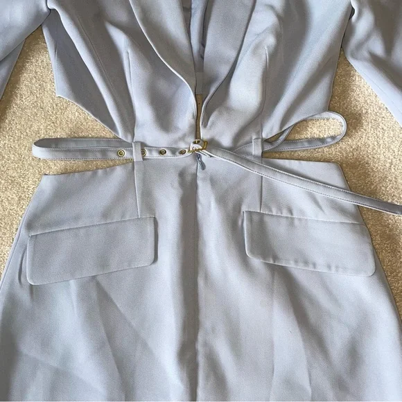Lovers and friends belted cutout blazer dress light blue in small - Picture 3 of 6